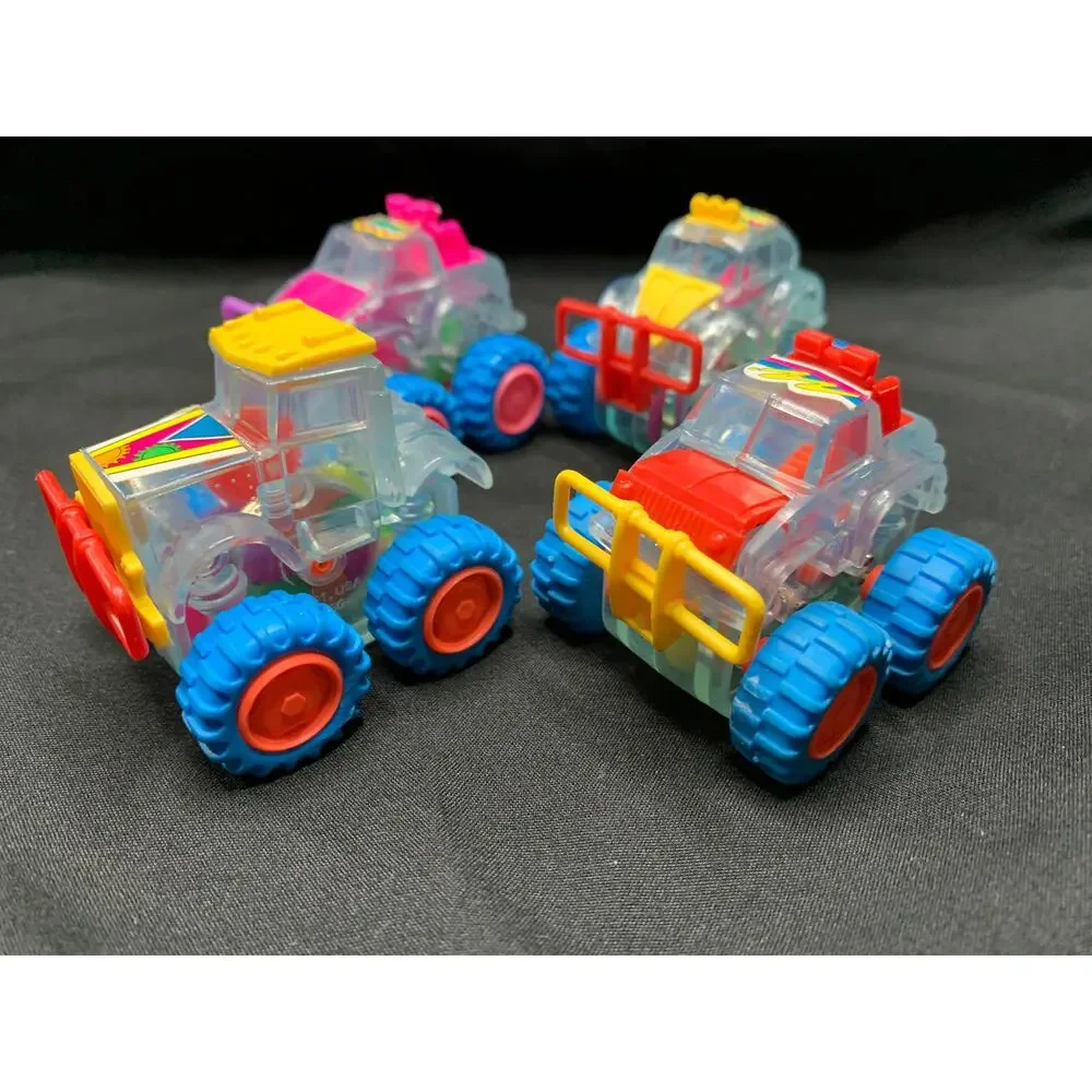 1997 Subway Clear Gears Lot 4 Vintage Kids Meal Toys Goin Buggy Tromper Truck